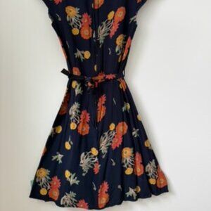 ASOS Navy Dandylion Floral Fit & Flare Dress w/ Belt | US 4 (EU 36 / UK 8)